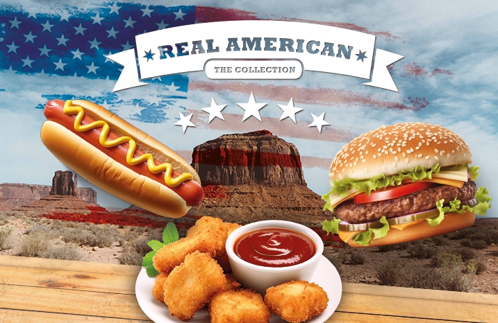 Real American hamburgers, hotdogs en kip